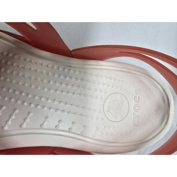 Crocs Adrina Pink / White Womens Size 10 Strappy Thong Sandals - Picture 7 of 9